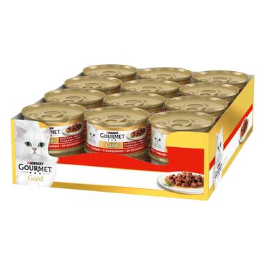 GOURMET® Gold  Sığır Eti Parçalı Soslu Yaş Kedi Maması