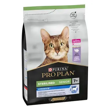 PRO PLAN® STERILISED Adult 7+ Kuru Kedi Maması, Zengin Hindi Eti İçeriği