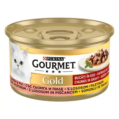 GOURMET® Gold Somon ve Tavuk Parçalı Soslu Yaş Kedi Maması
