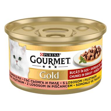 GOURMET® Gold  Somon ve Tavuk Parçalı Soslu Yaş Kedi Maması