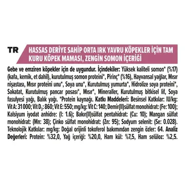 PRO PLAN® Medium Puppy Sensitive Skin Kuru Yavru Köpek Maması, Zengin Somon İçeriği