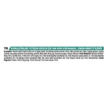 PRO PLAN® Sterilised® Kısırlaştırılmış Yetişkin Kediler için, Zengin Hindi Eti İçeriği